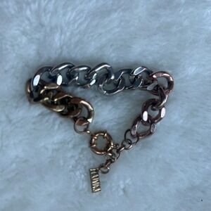 LUVALOT Chain Bracelet Chunky Toggle Clasp Silver Gold Copper Tone